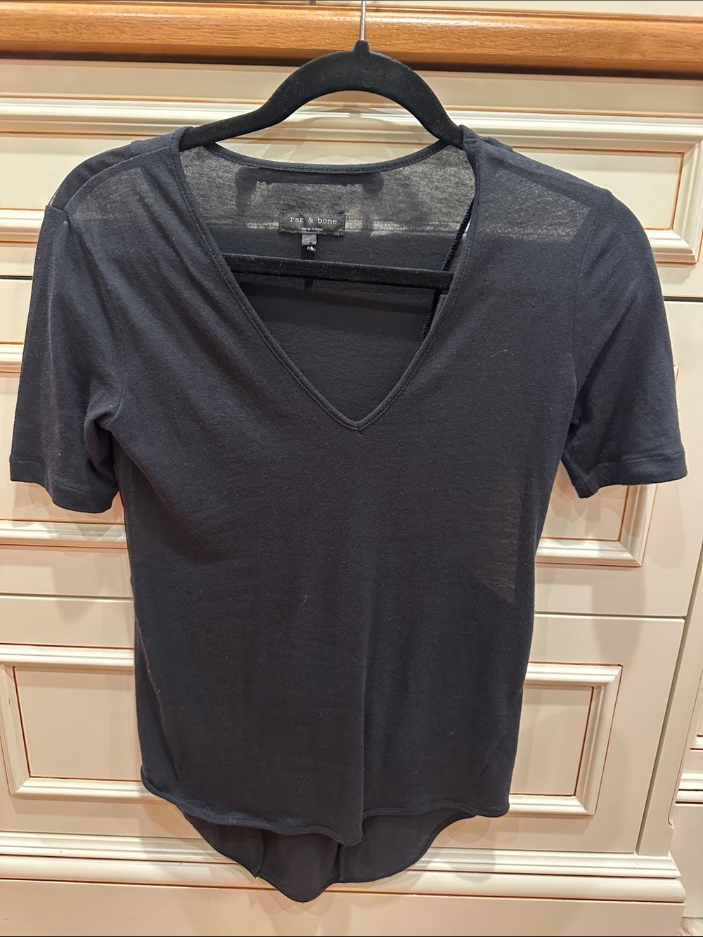 rag & bone Black V-Neck Short Sleeve Tee